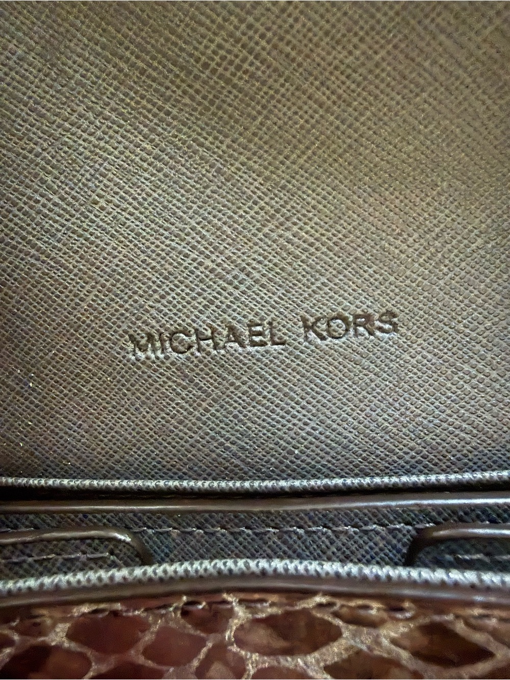 Michael Kors Gray Python-Embossed Envelope Crossbody Bag